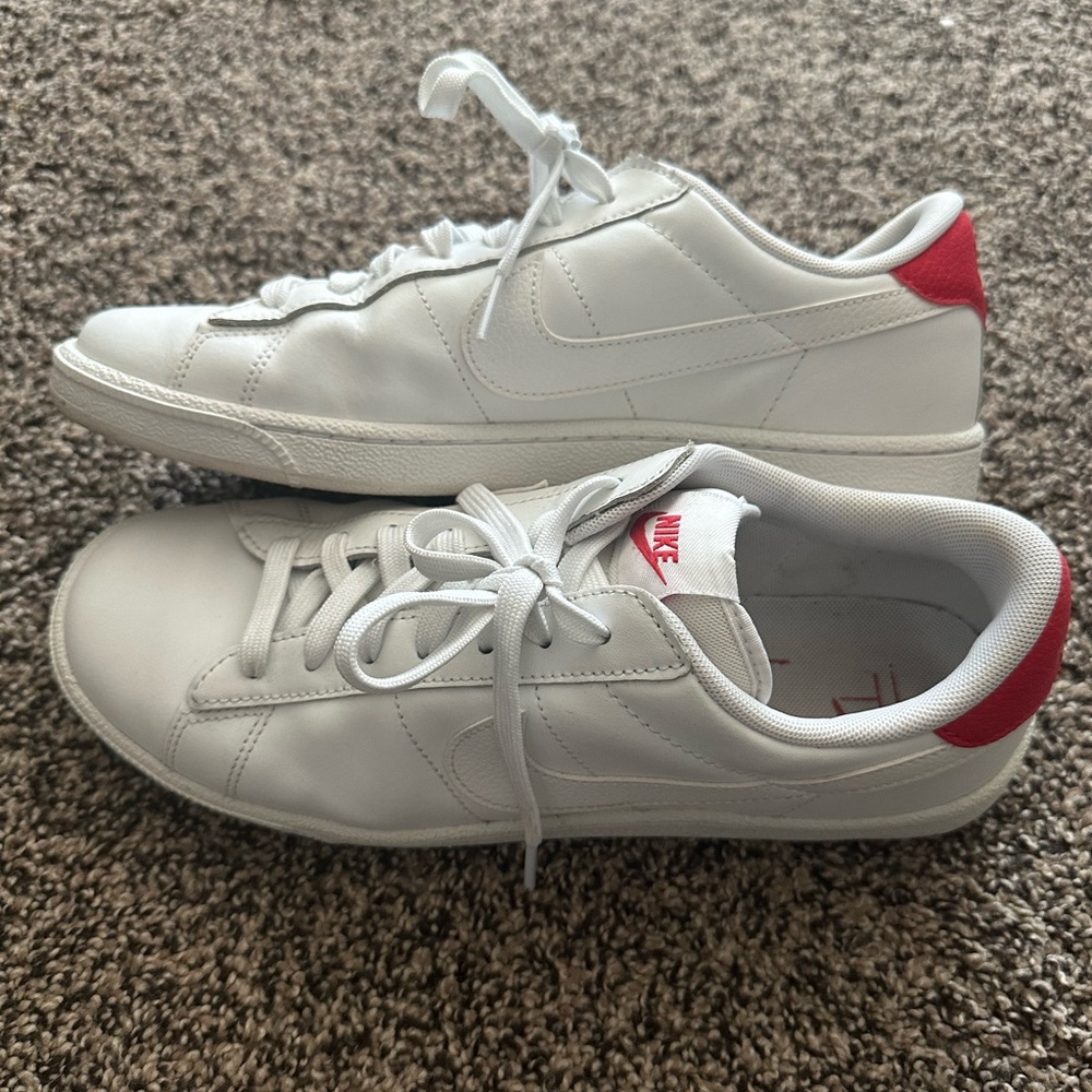 red and white nike sneakers